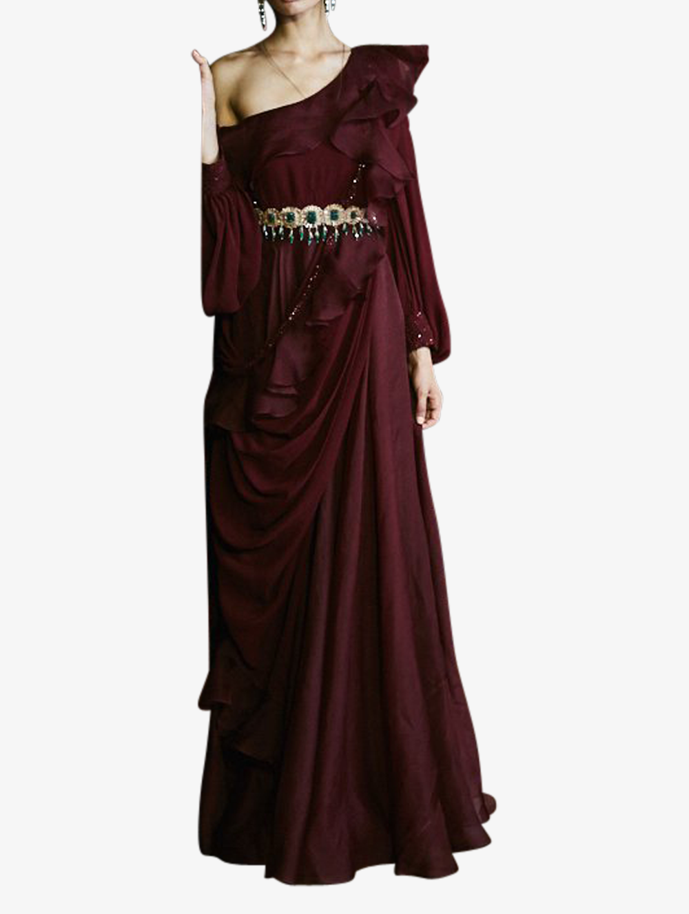 Maroon Ruffled Jumpsuit