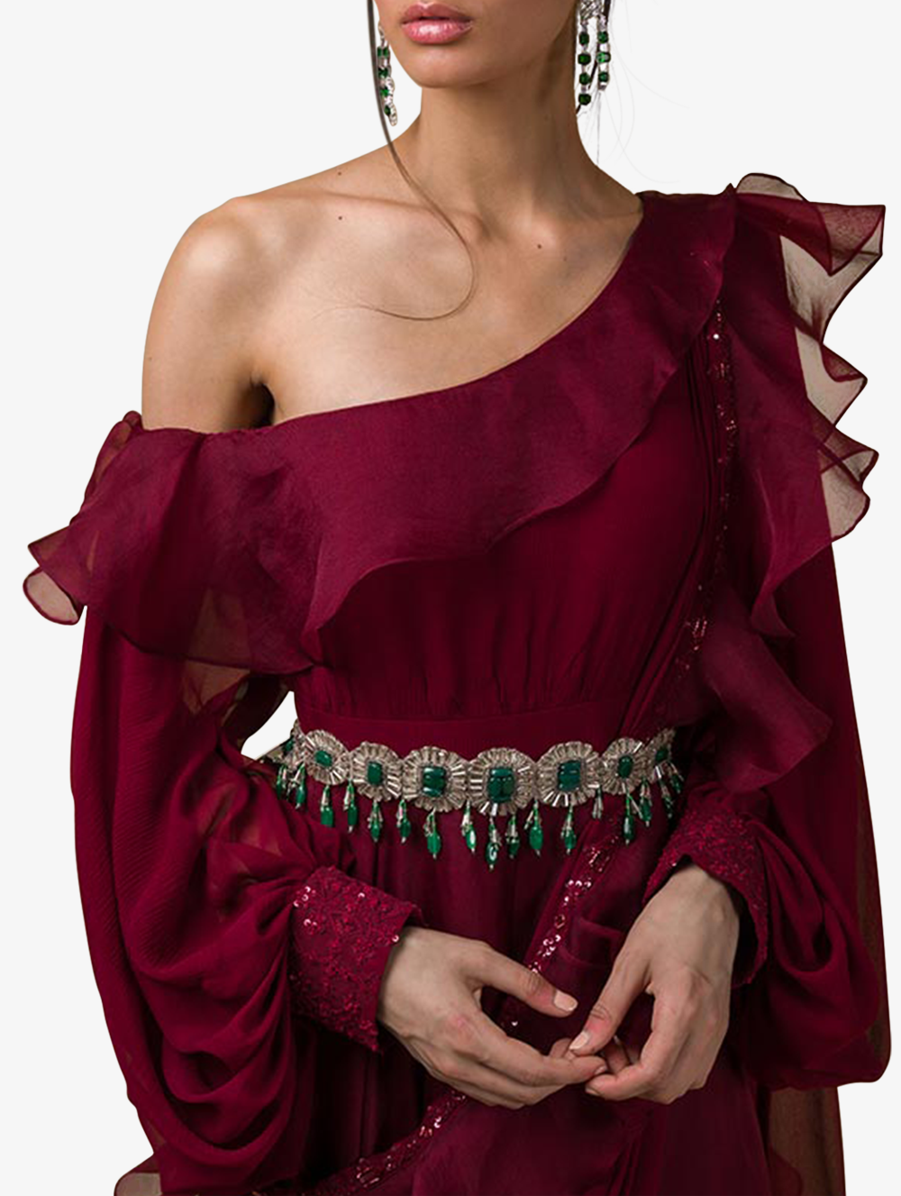 Maroon Ruffled Jumpsuit