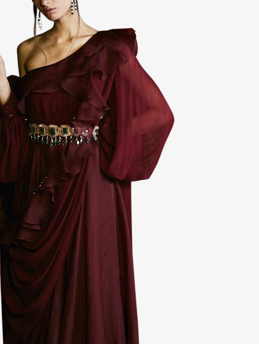 Maroon Ruffled Jumpsuit