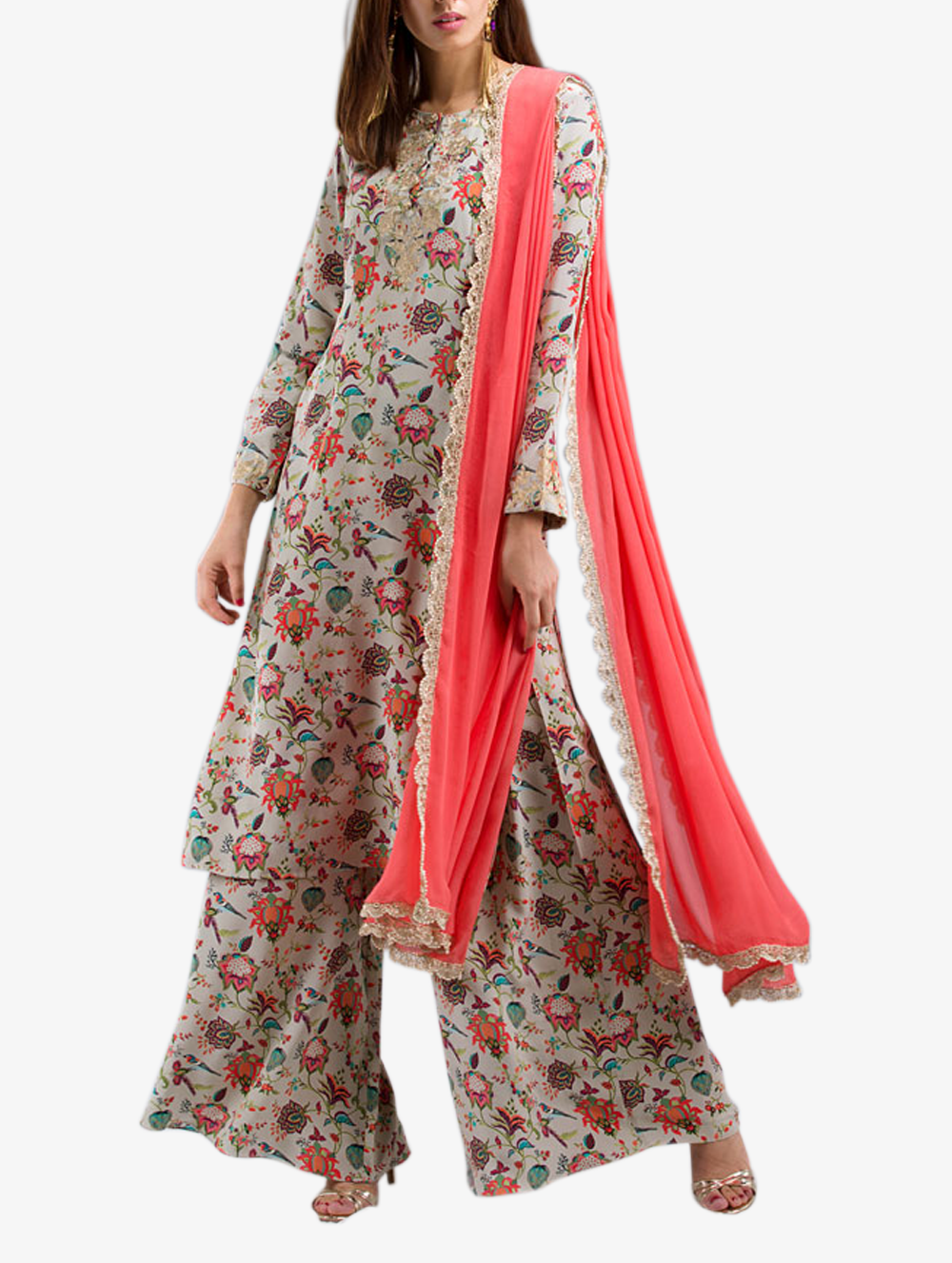 Embroidered Kurta with Lace Dupatta