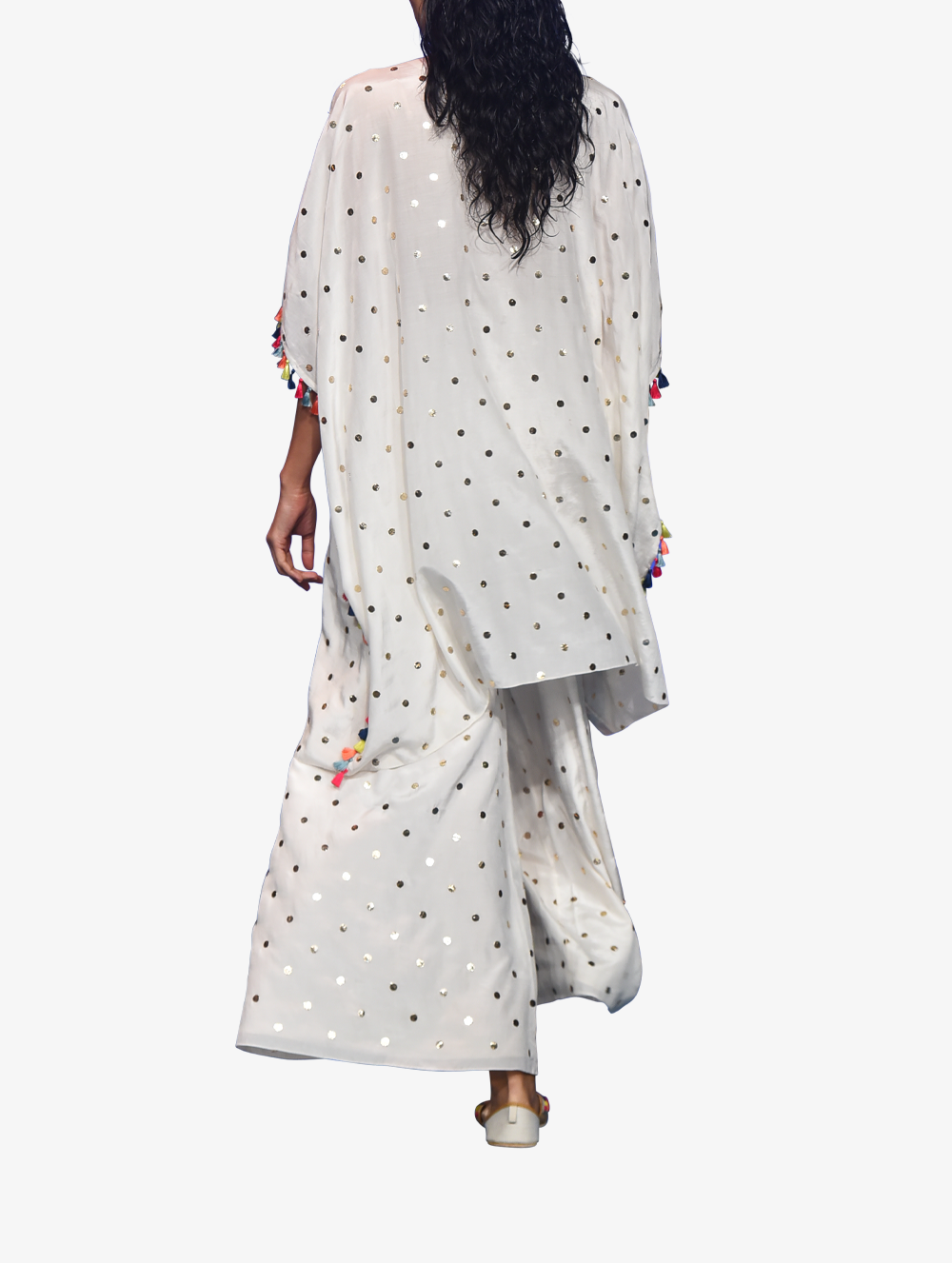 Off-white Dot Mukaish kaftan + Trousers