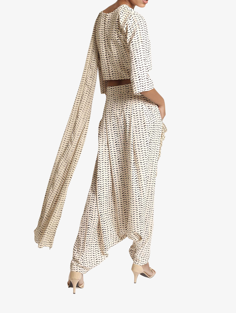 Dash Print Crop Top & Low Crotch Trousers