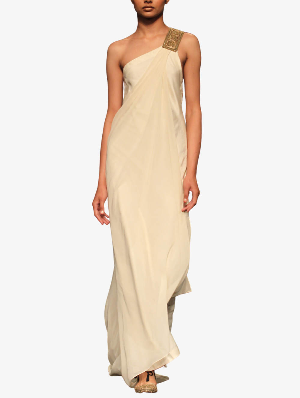 Cream Full length Georgette Dress