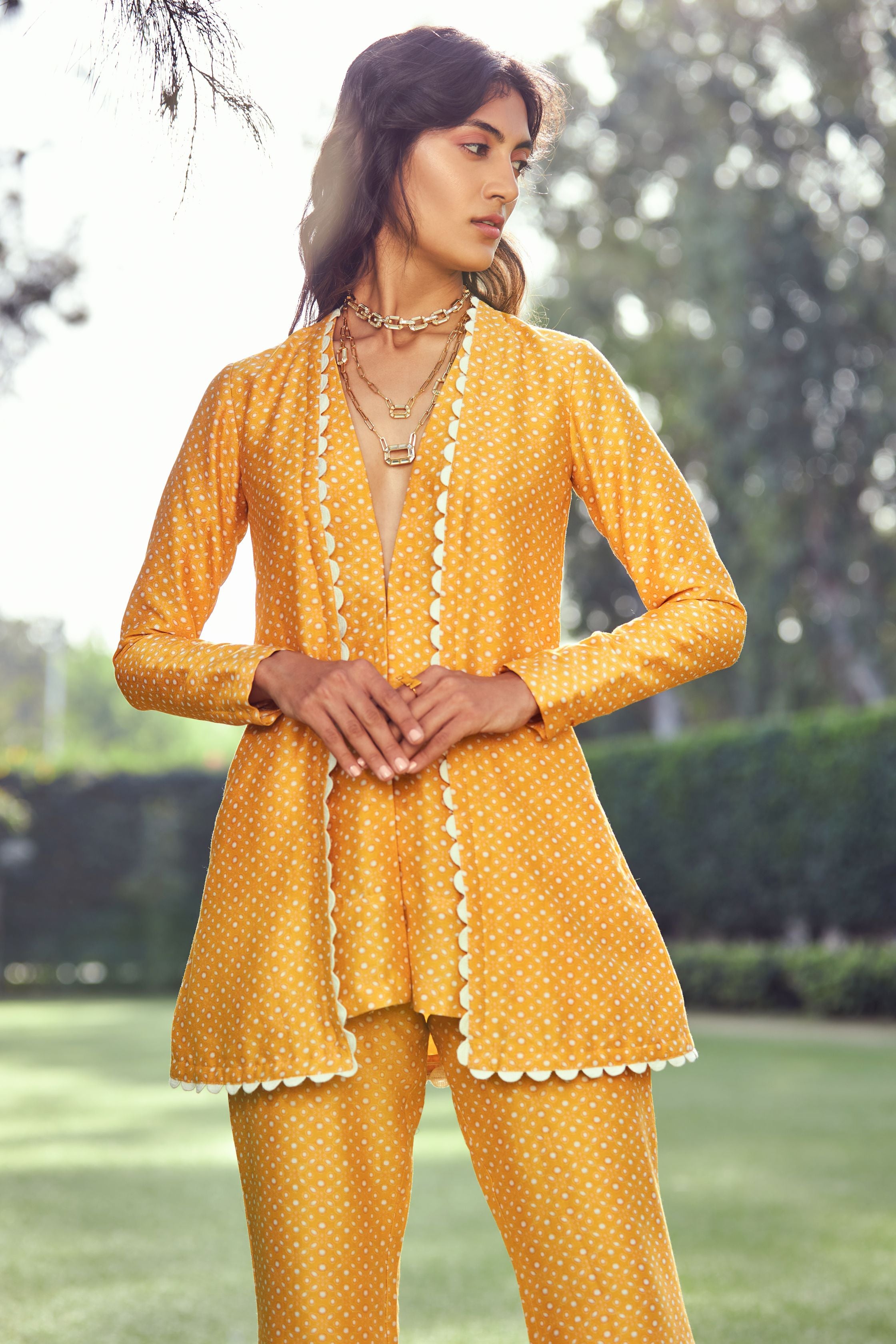 Yellow Pants + Peplum Top - JUDY