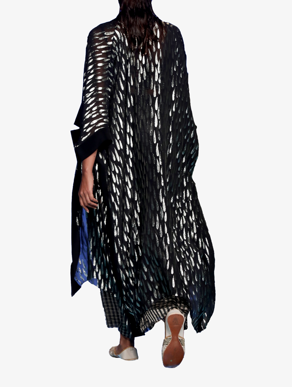 Black embroidered bustier and Chanderi striped palazzo set