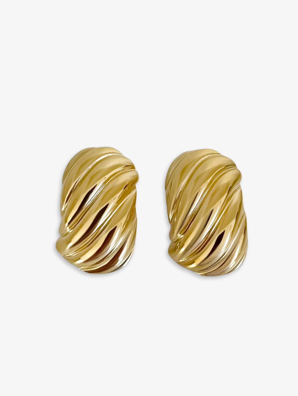 Gold chunky ribbed earrings