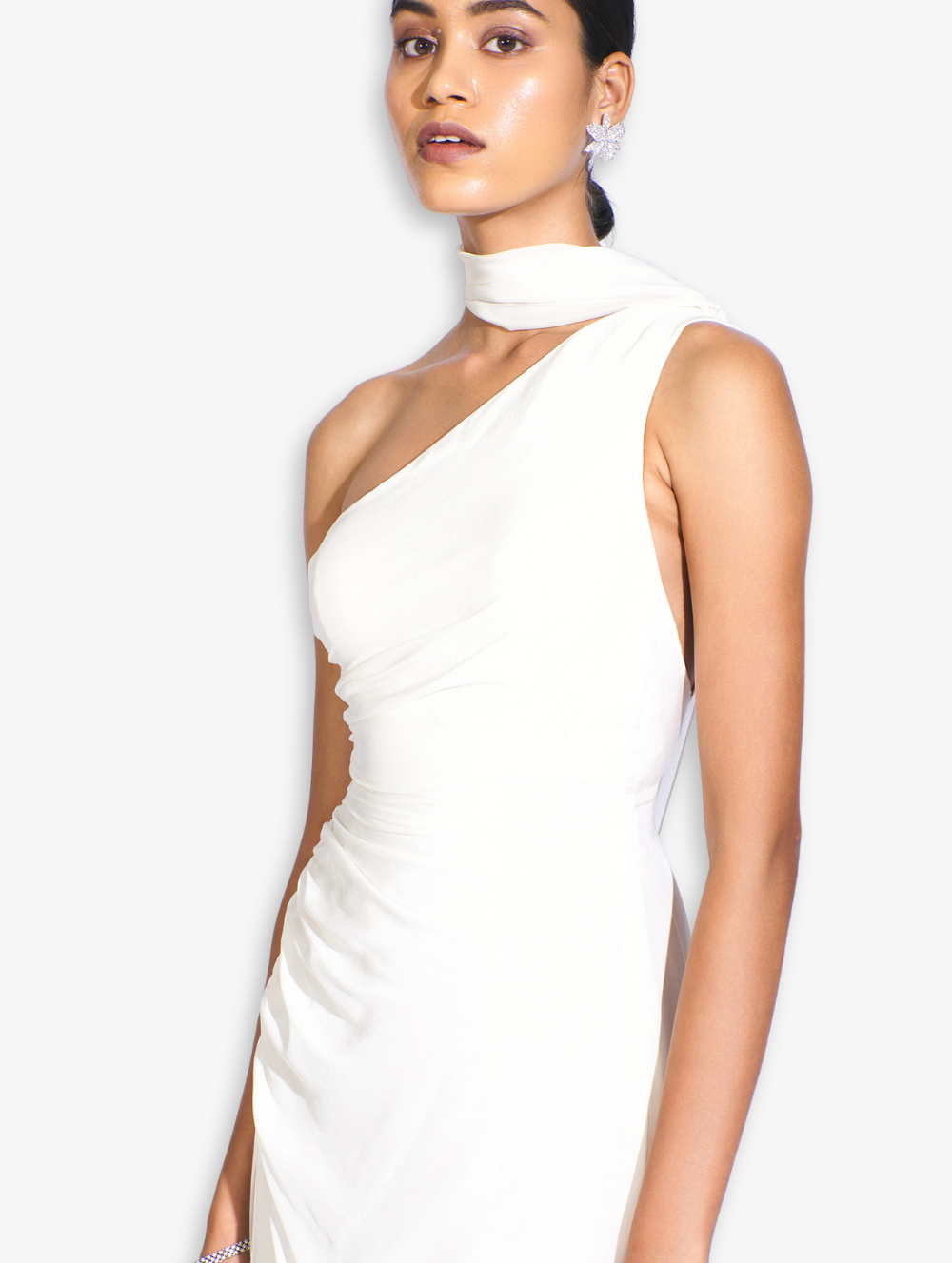 White Jasmine Ruched Gown