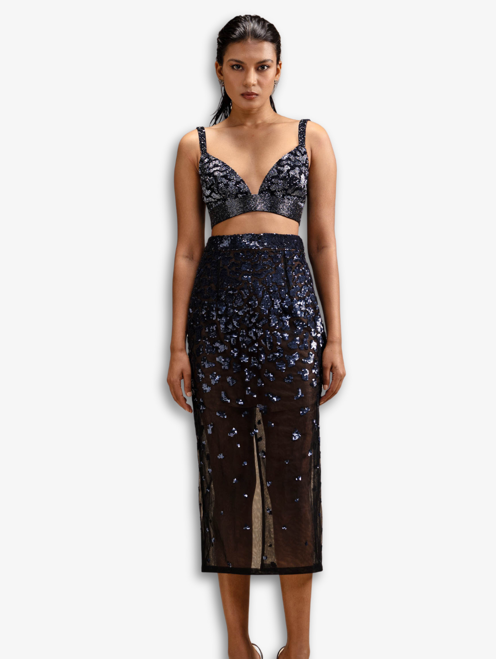 Embroidered Bralette & Skirt - Lynx