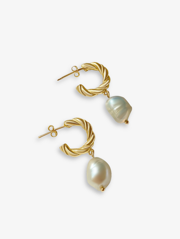 Freshwater pearl hoop earrings