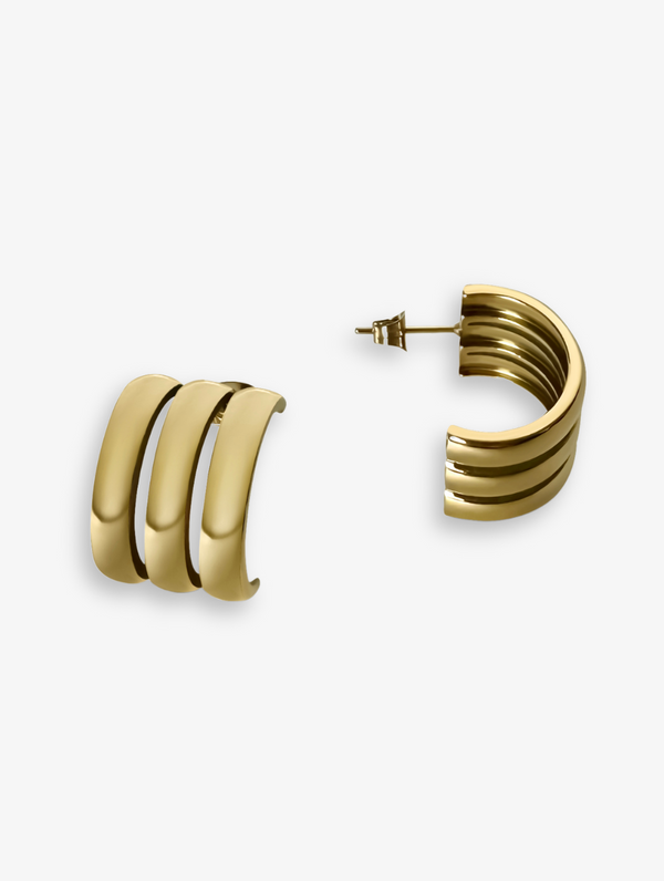 Gold triple hoop earrings