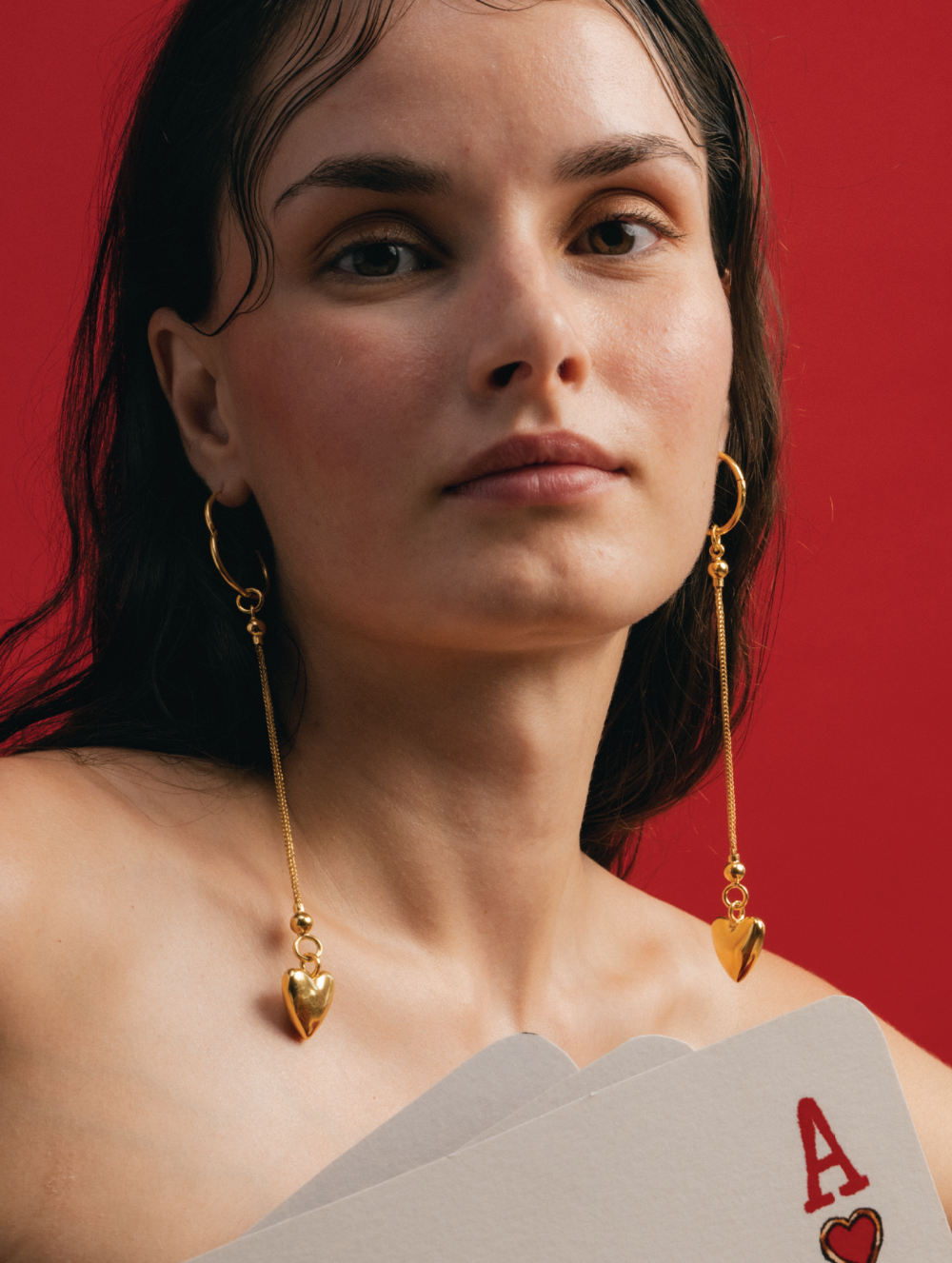 Long Drop Gold Earrings