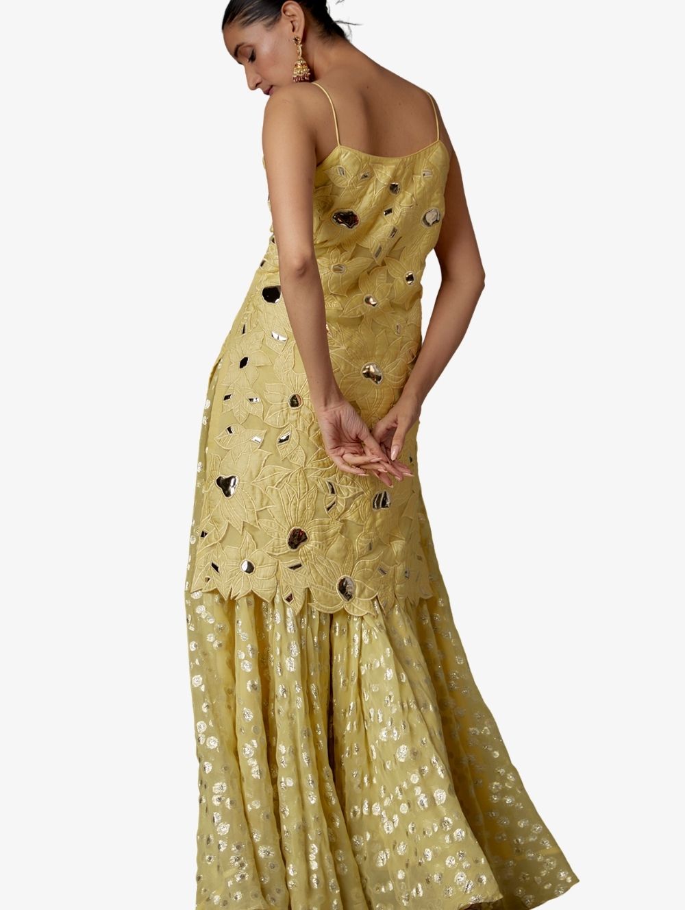 Yellow Hand Painted Sharara Set