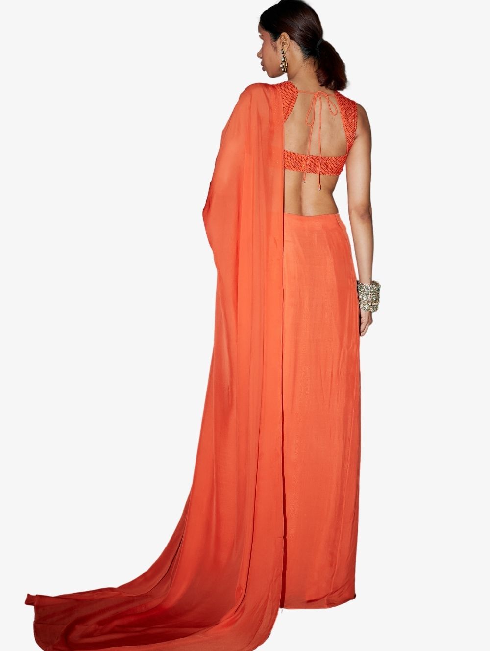 Maddeline Orange Saree Set