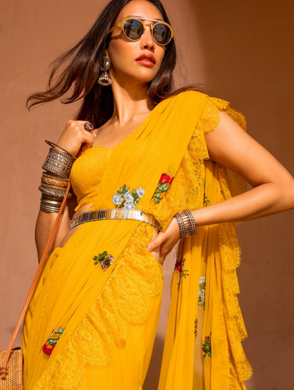 Mango Lace Ruffle Sari