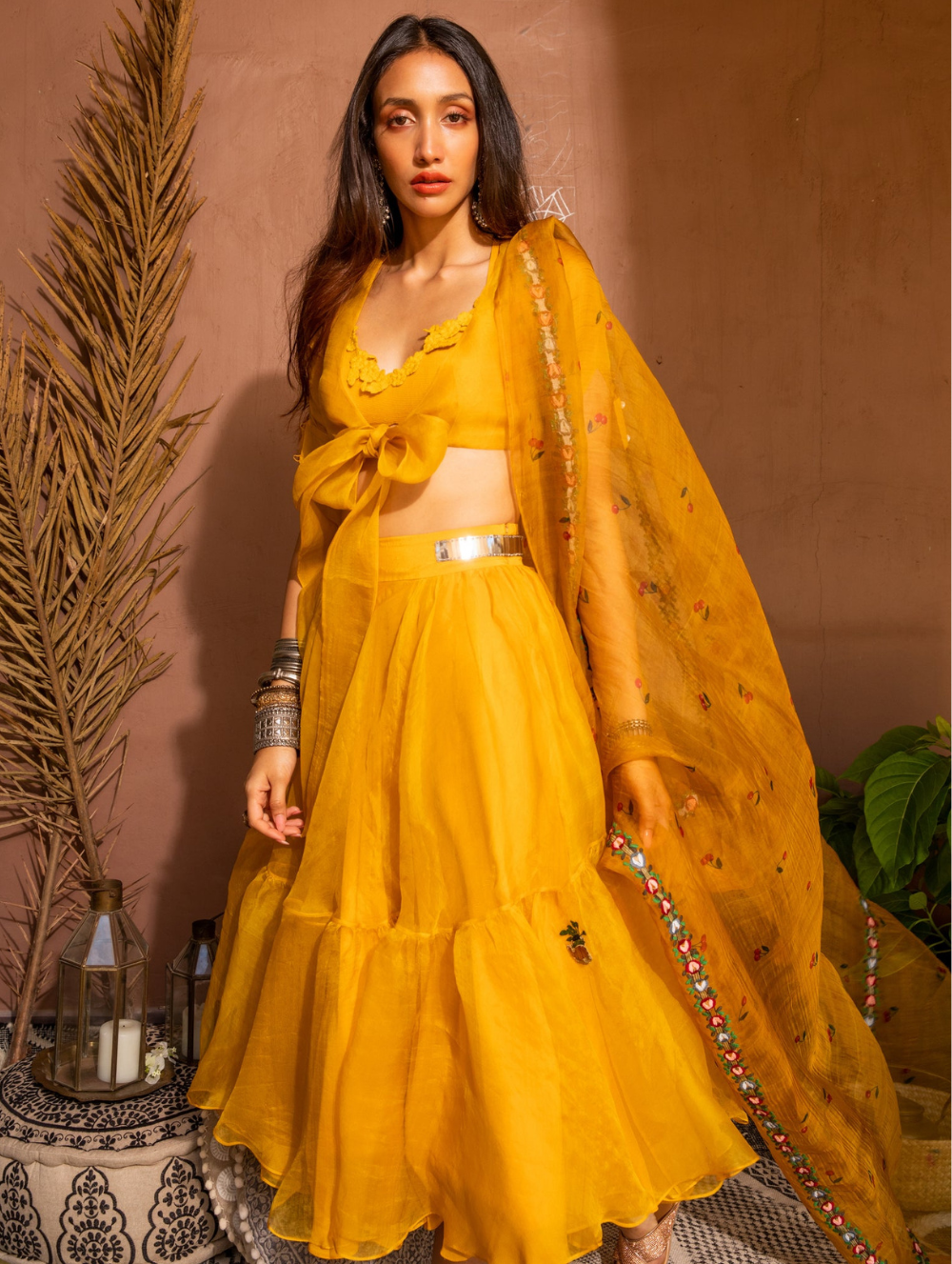 Mango and Cherries Dupatta Bow Set