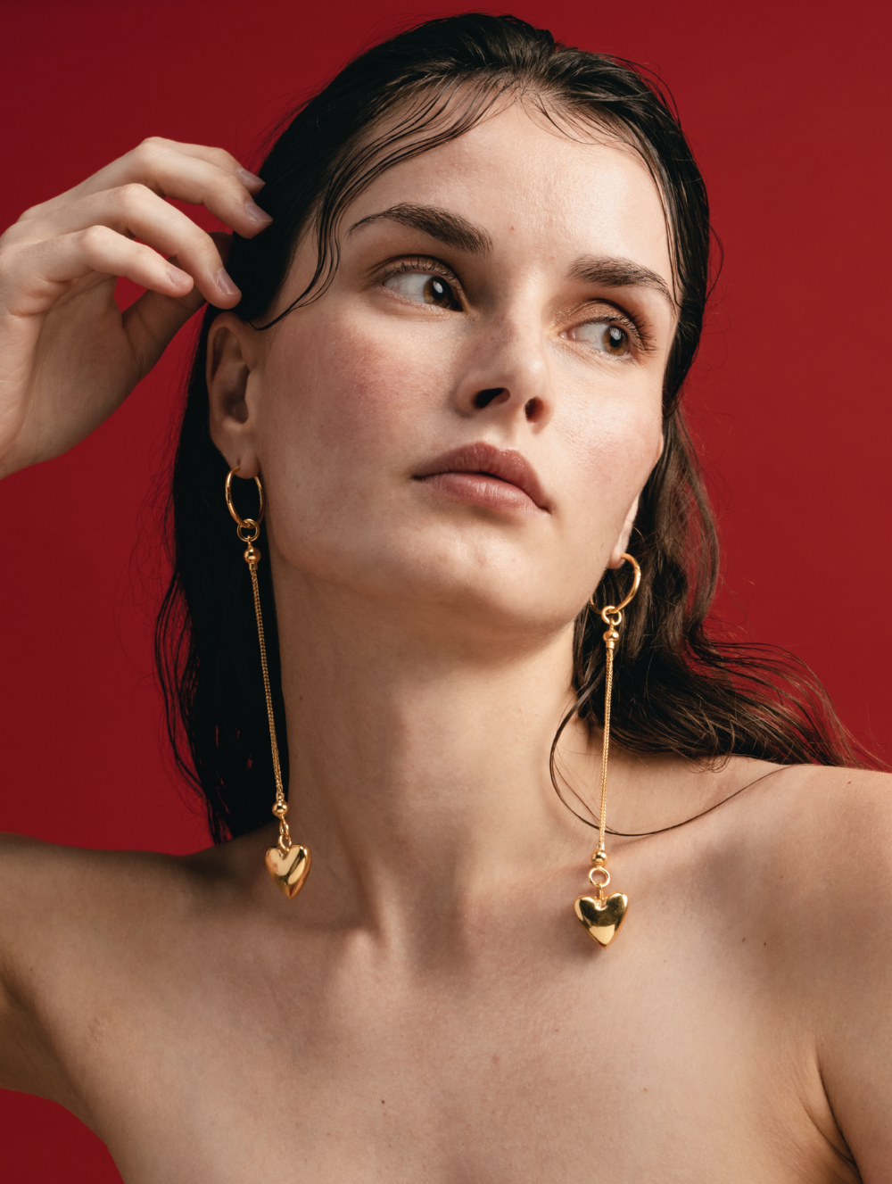Long Drop Gold Earrings