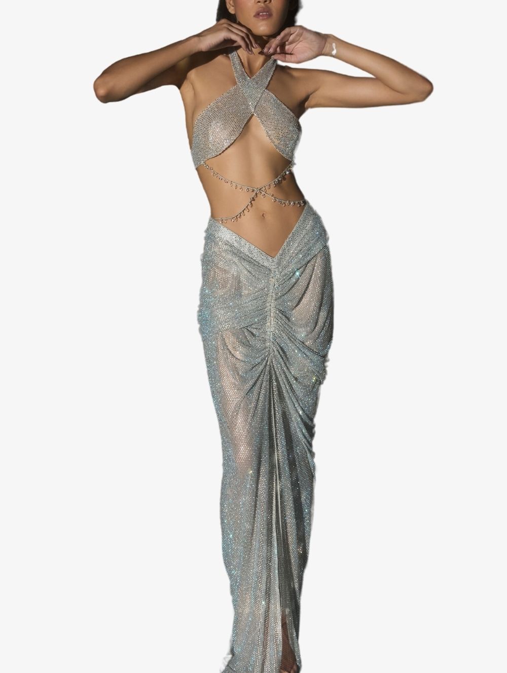 Rihana Silver Cross Body gown