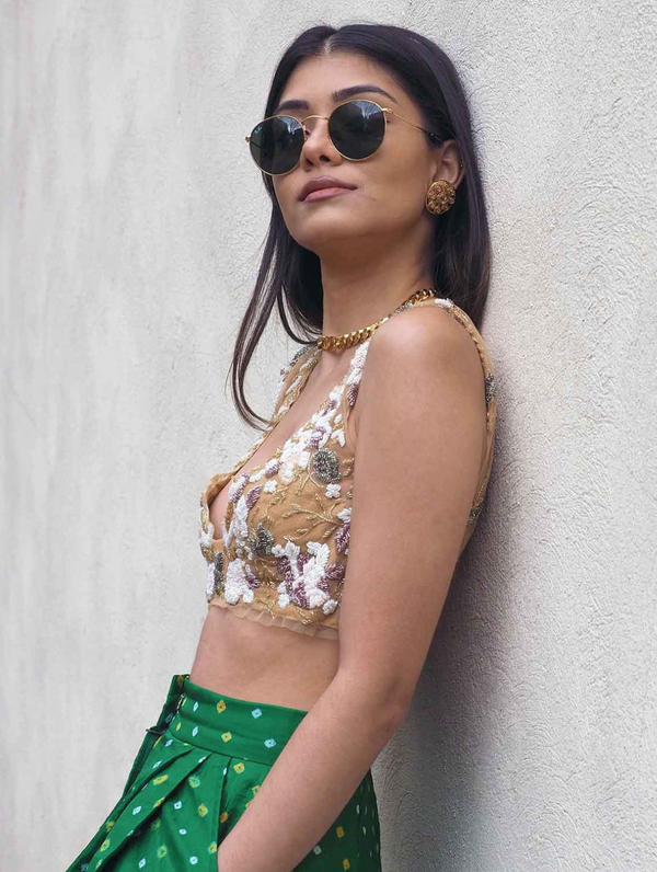 Emerald Bandhini Trousers + Slinky Blouse