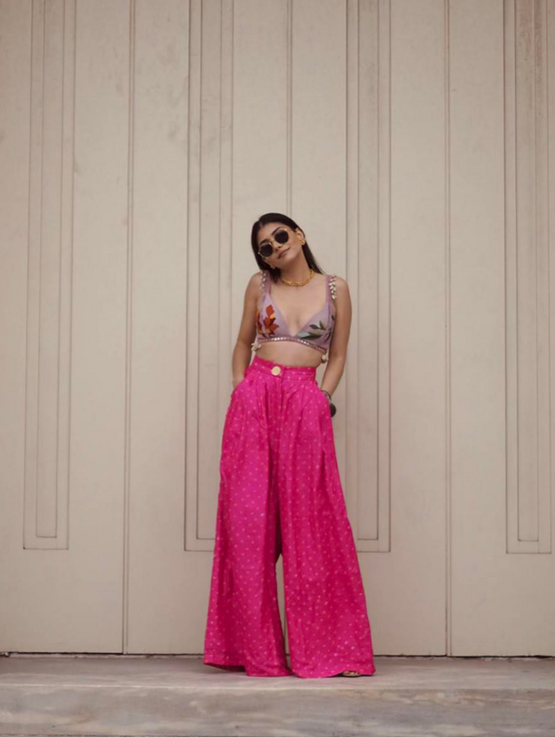 Pink Bandhini Trousers + Bralette