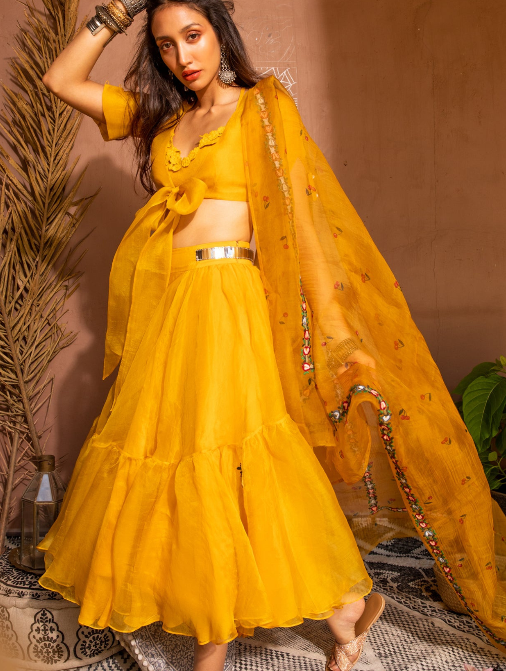 Mango and Cherries Dupatta Bow Set