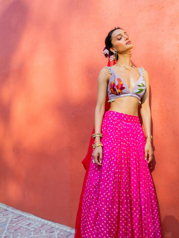 Pink Bandhini + Dupatta