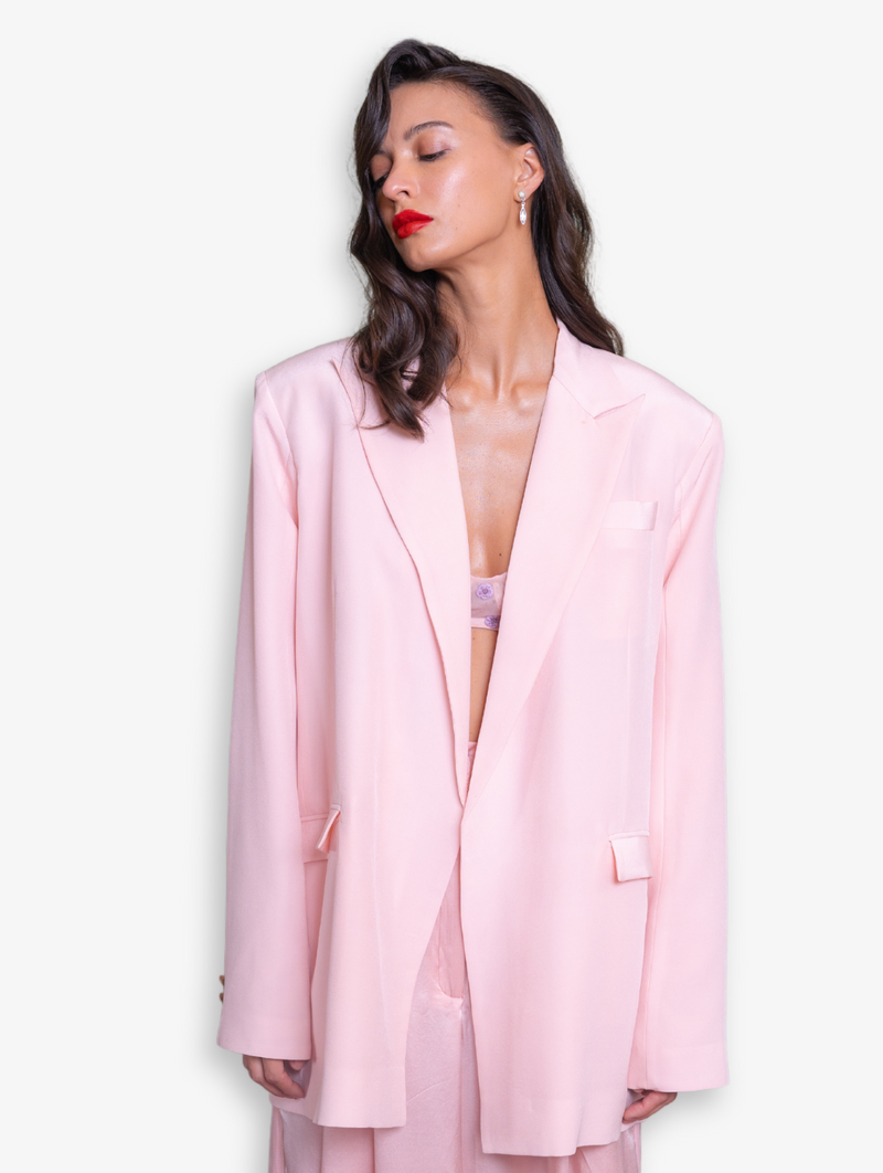 Pink Daisies + Silk Jacket