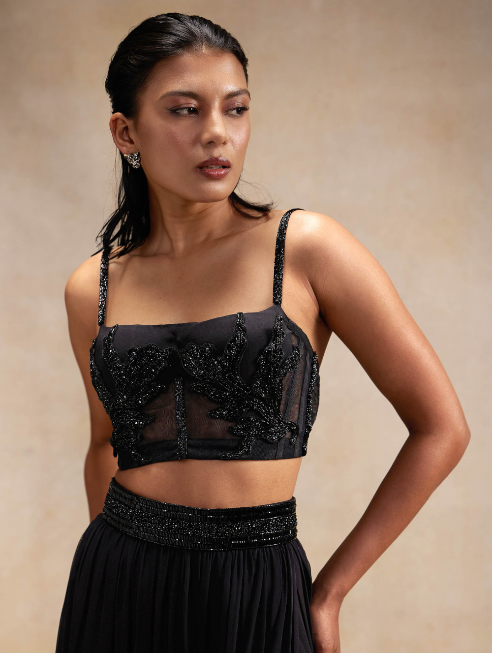 Corset hand embroidered Crop Top - Ayumi Top