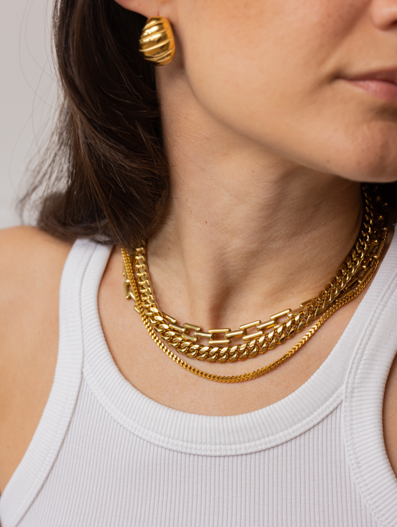 Gold Square Link Necklace