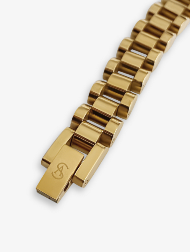 Gold chunky watch band bracelet