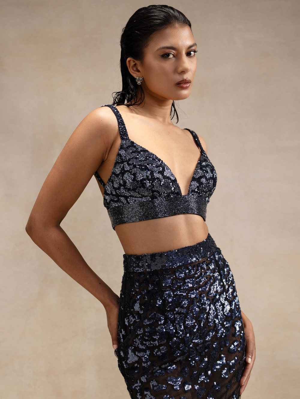 Embroidered Bralette & Skirt - Lynx