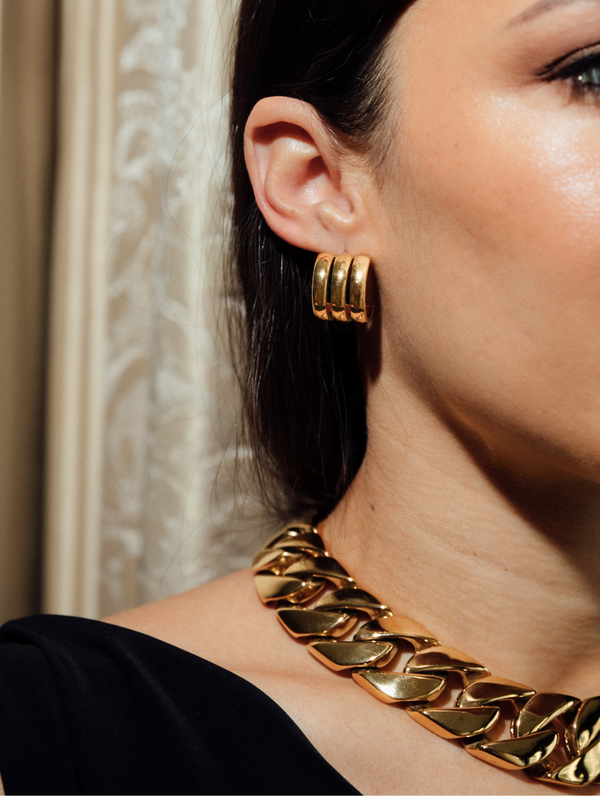 Gold triple hoop earrings