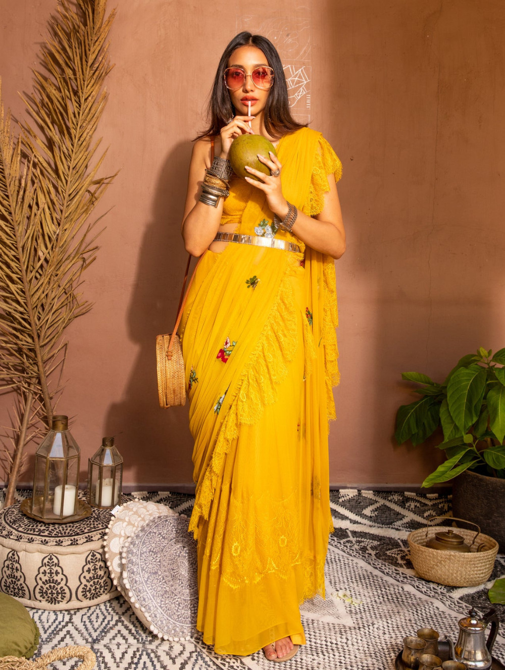 Mango Lace Ruffle Sari