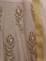 Embroidered choli with grey lehenga and net dupatta