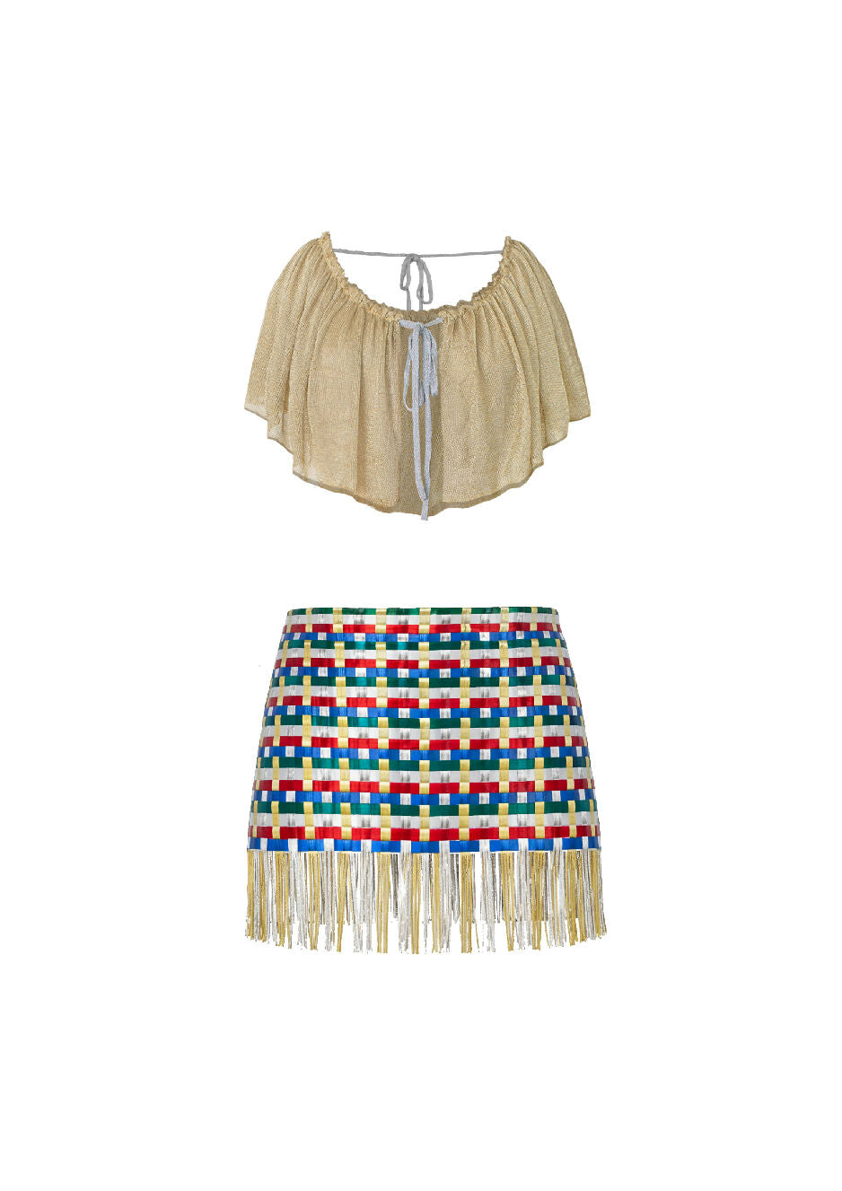 Handwoven Skirt + Cowl Top Ensemble