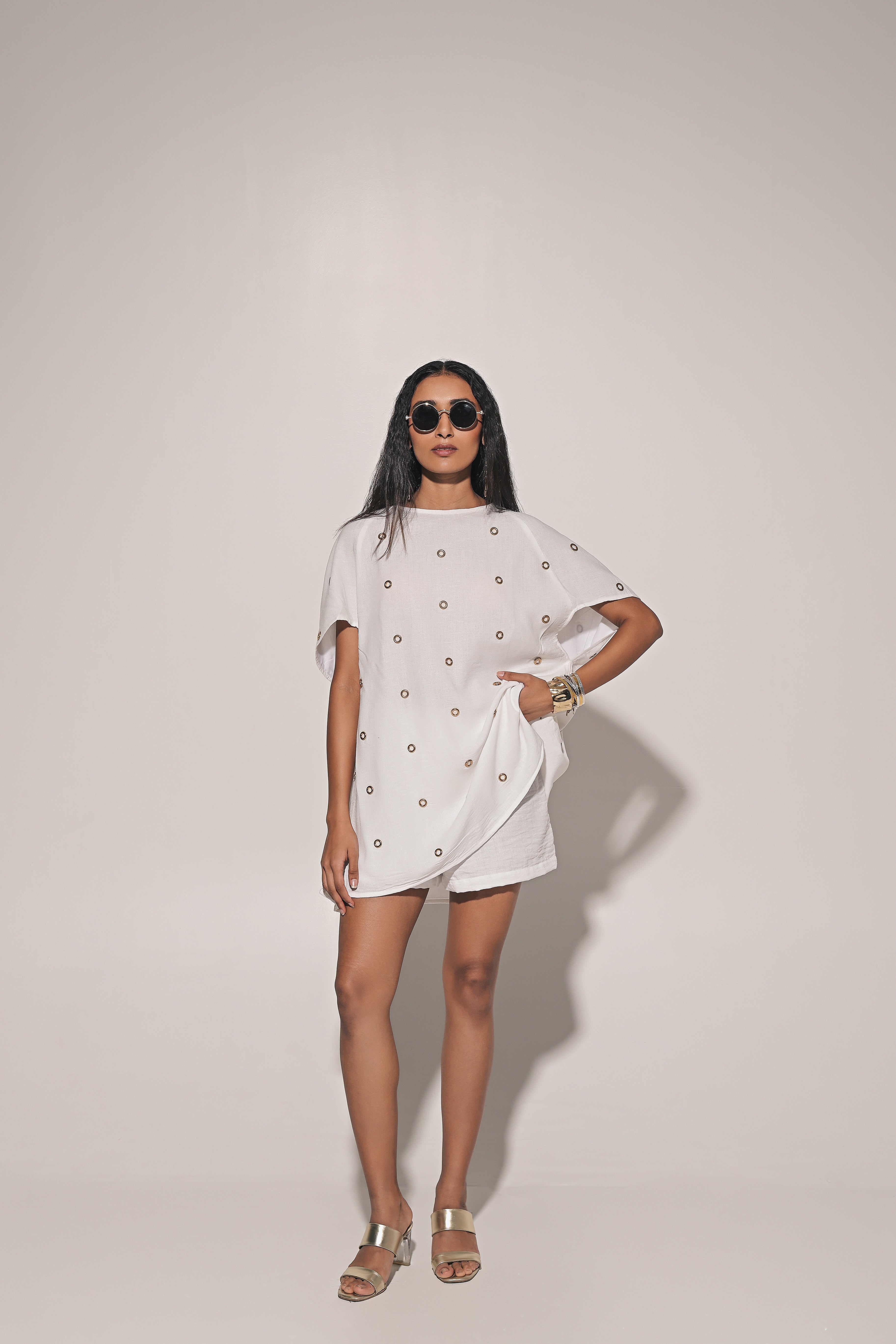 Shiro blouse with shorts