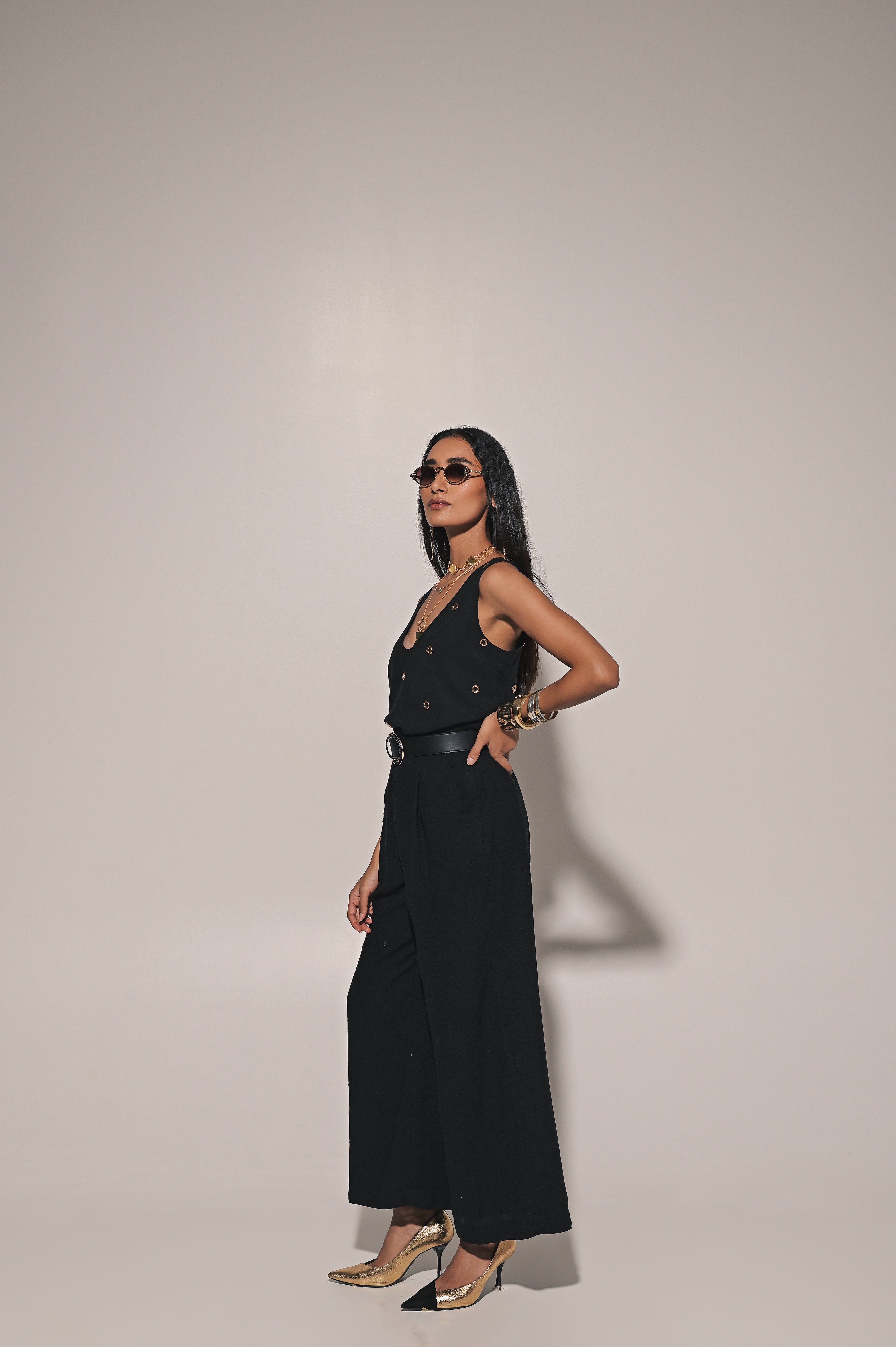 Kage blouse with pants and overcoat