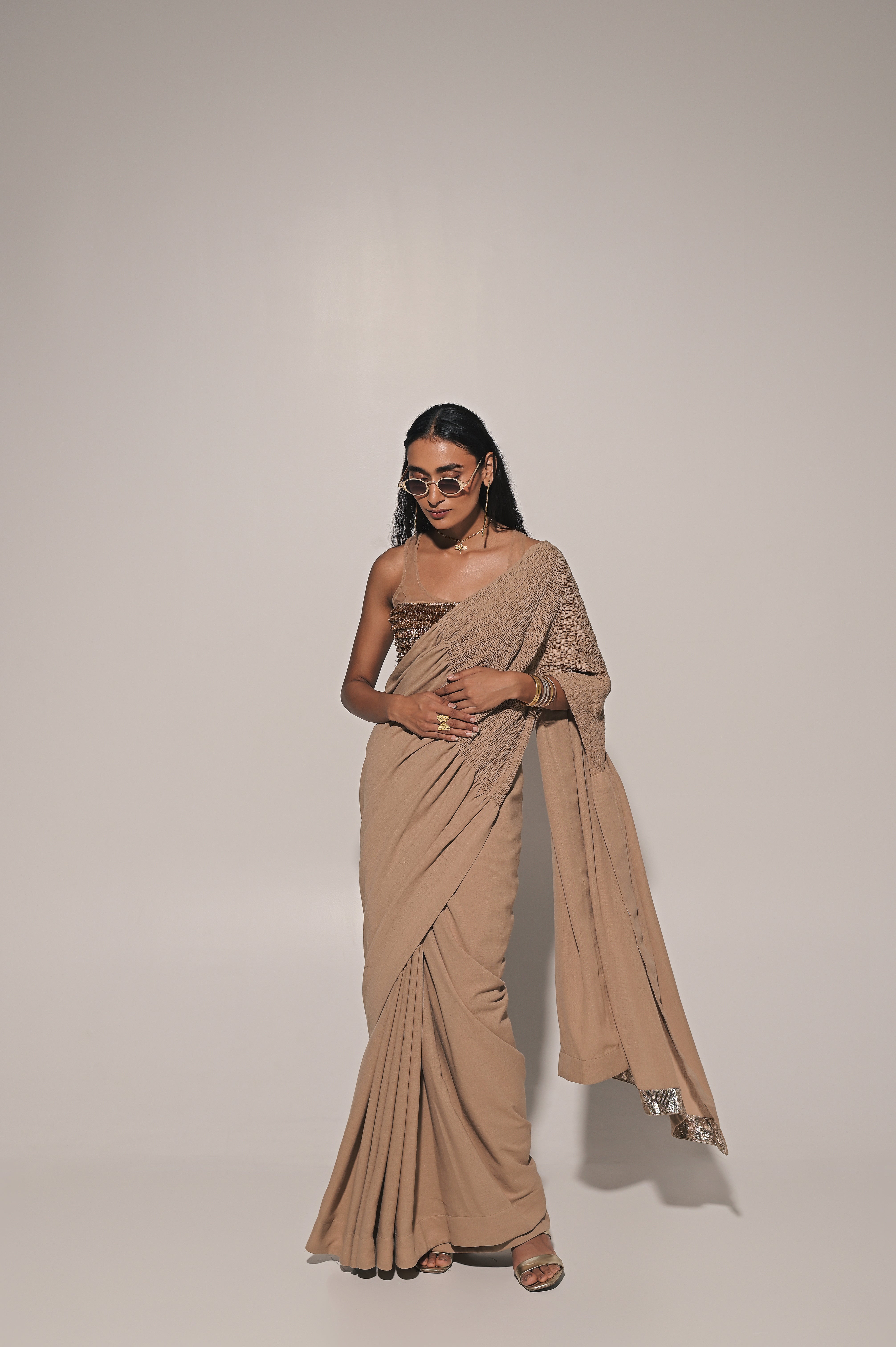 Taarini saree with jhaalar blouse