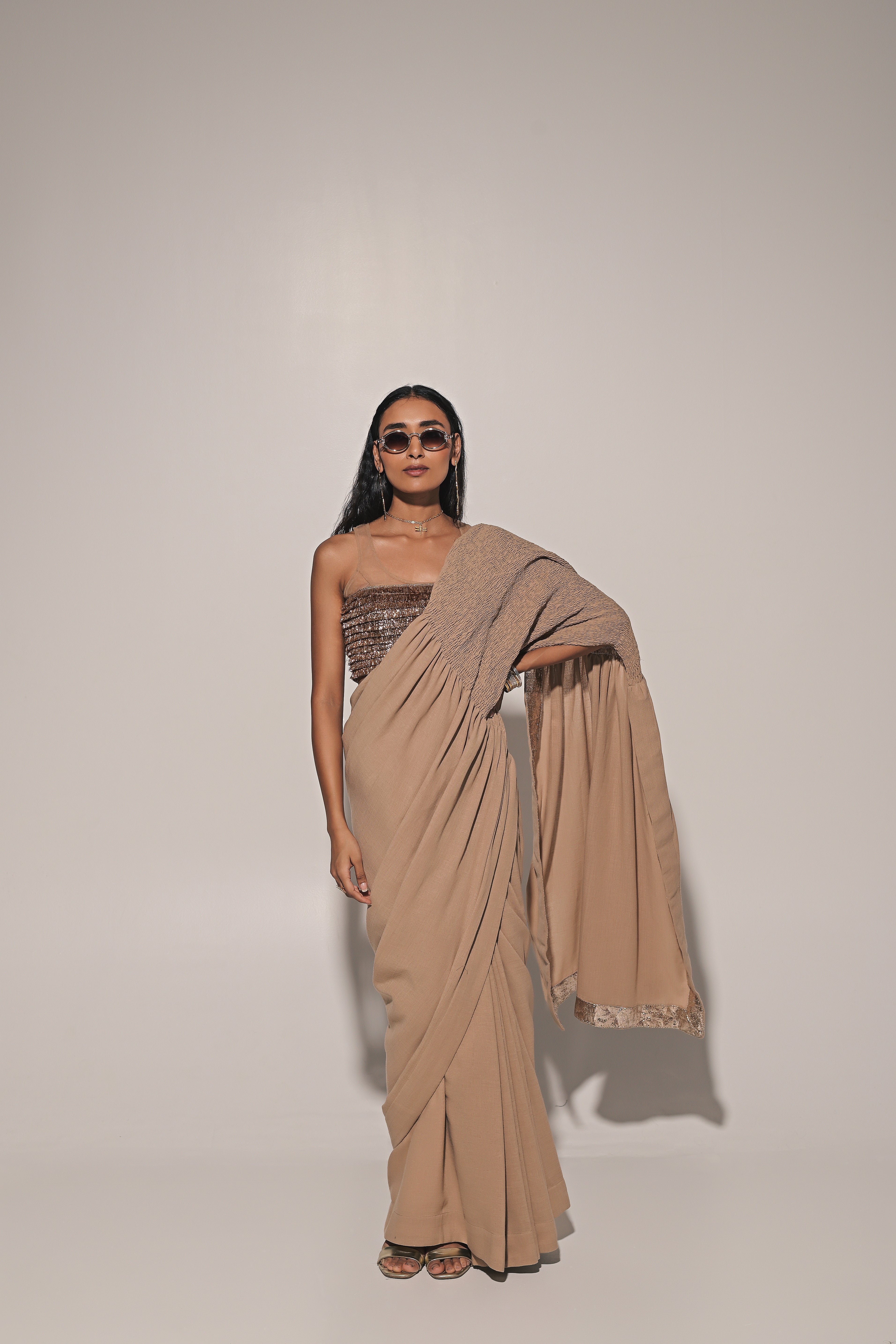 Taarini saree with jhaalar blouse