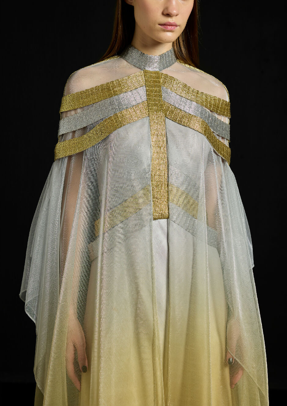 Satin Overlay Metallic Dress