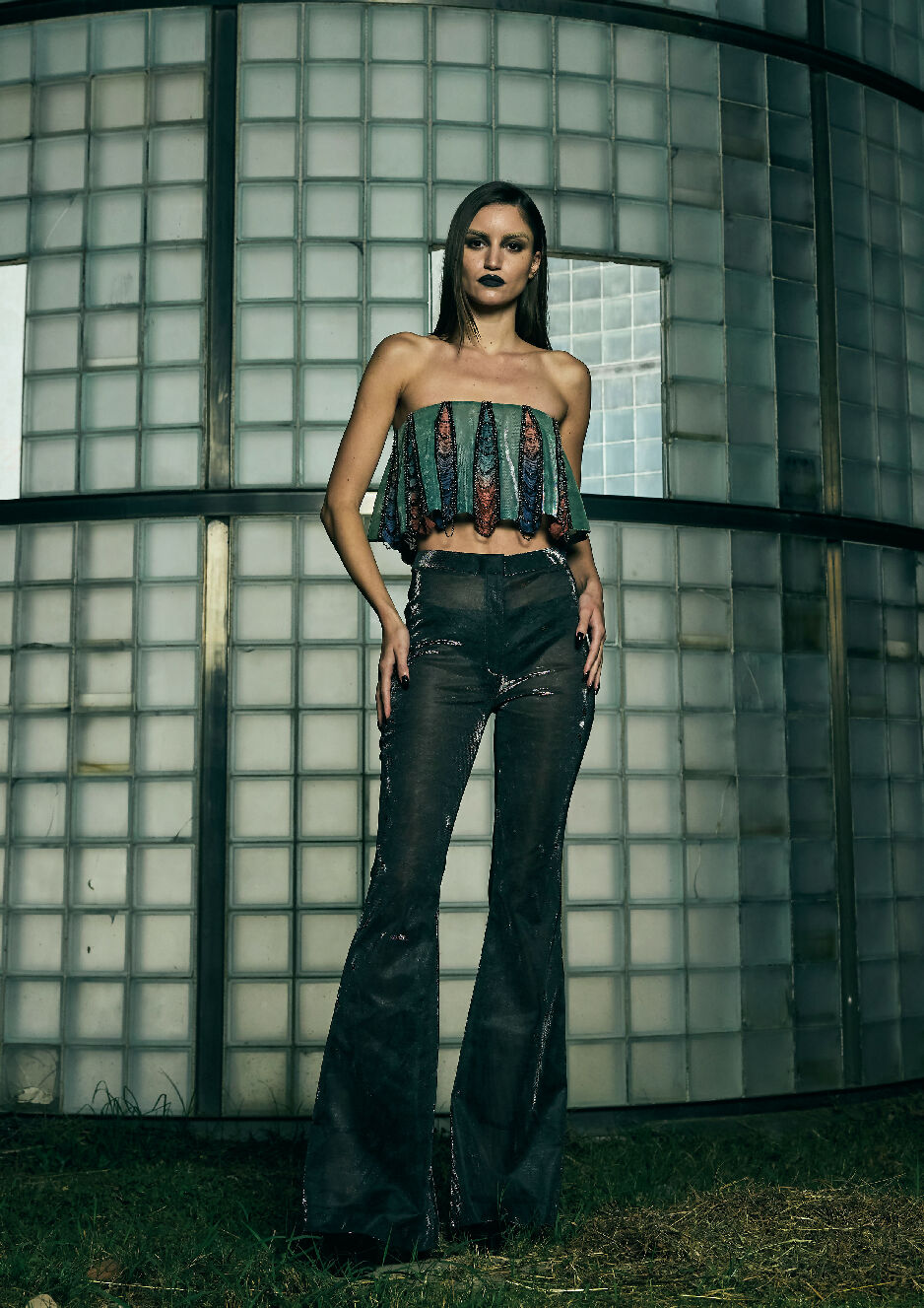 Cropped panelled top