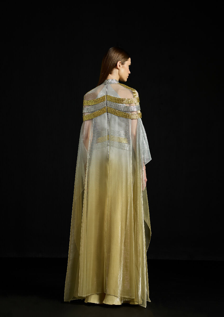 Satin Overlay Metallic Dress
