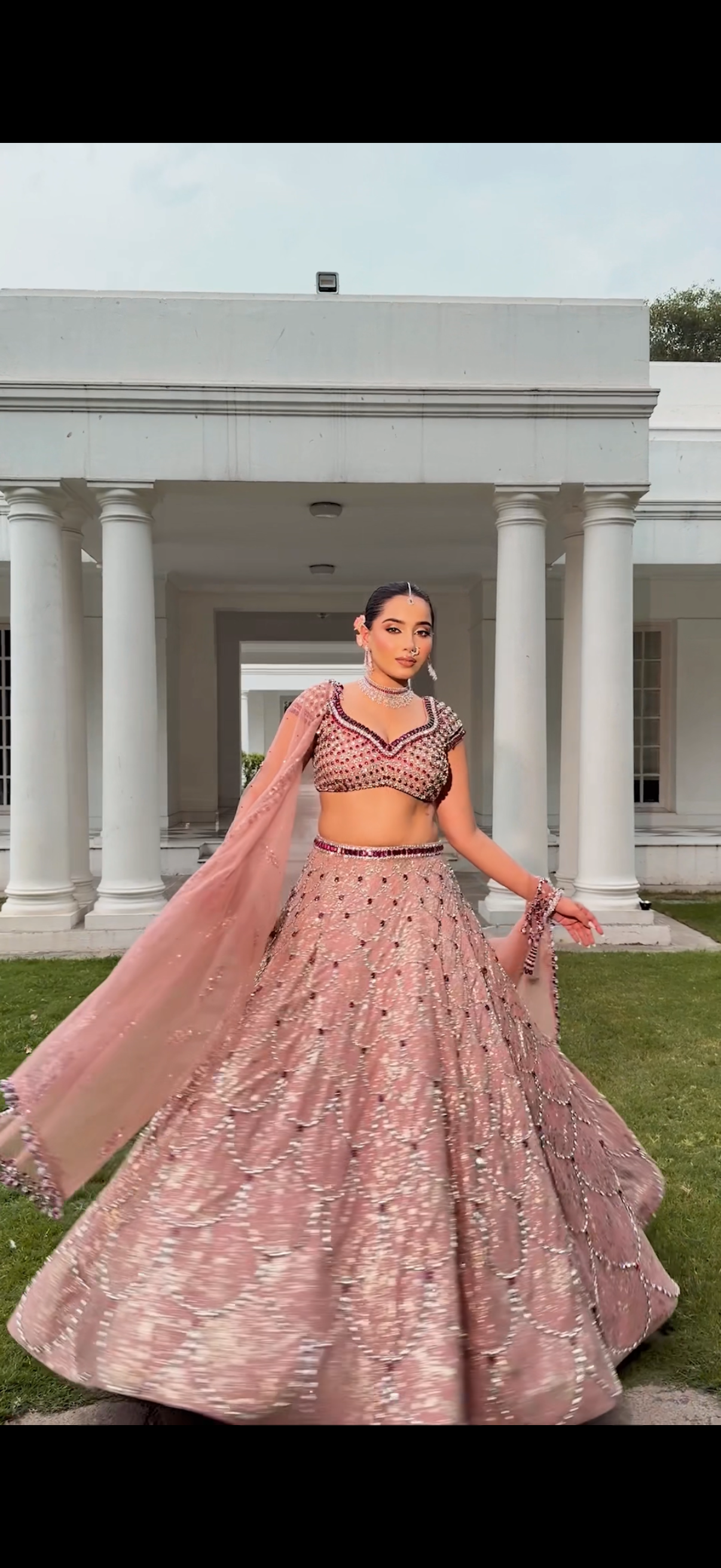 Pink & silver lehenga set