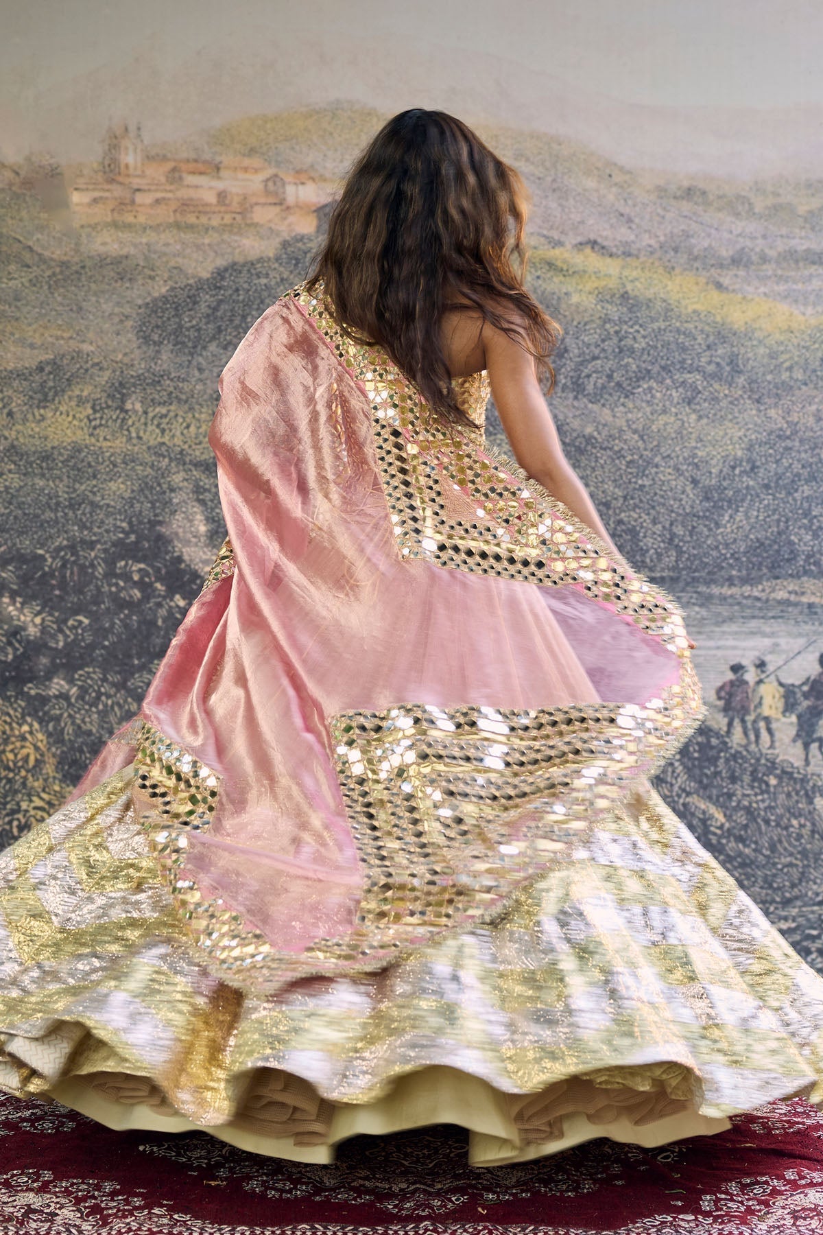 Sunehri Roshan Mirror Lehenga Set