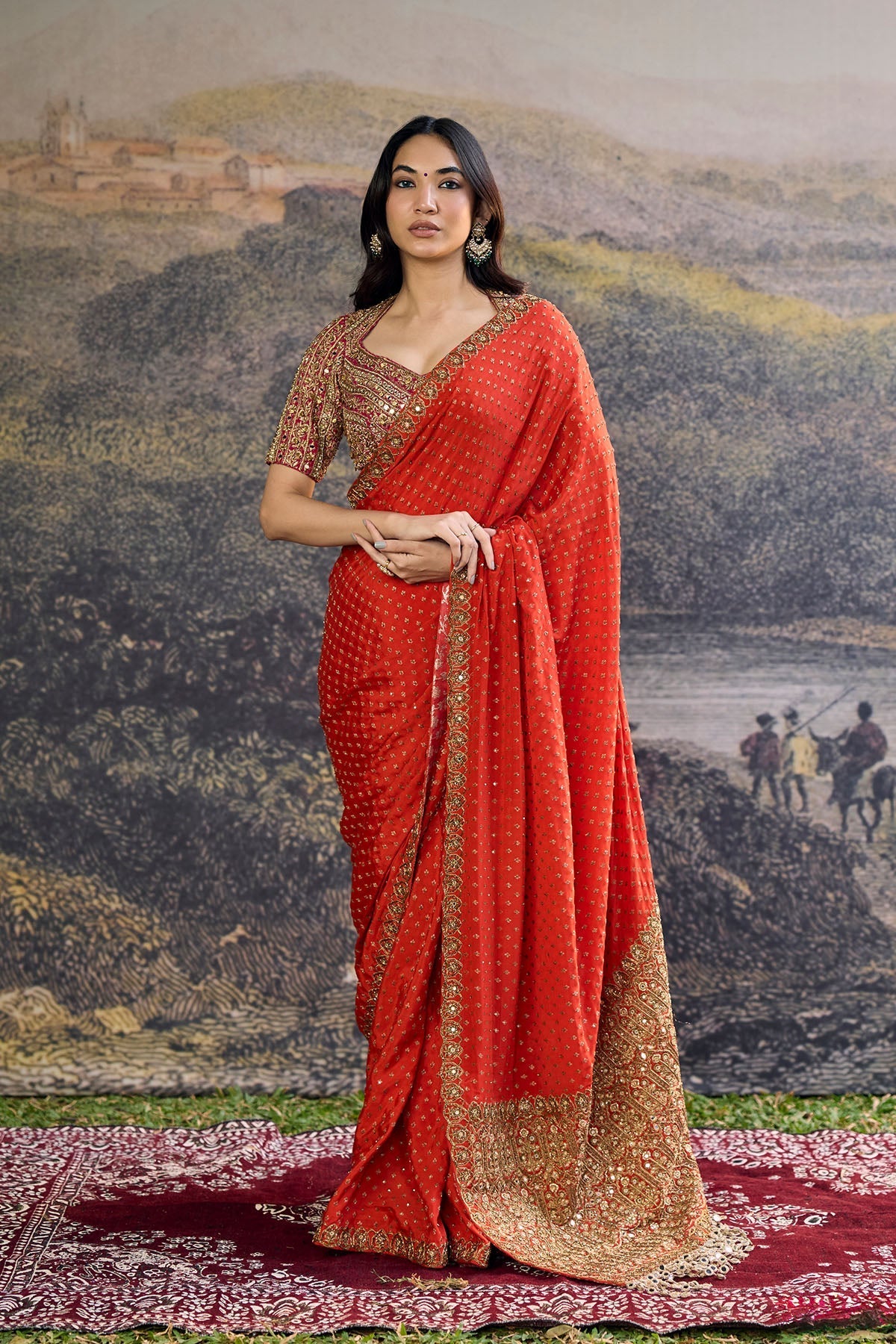 Surahi Rang Handloom Saree Set