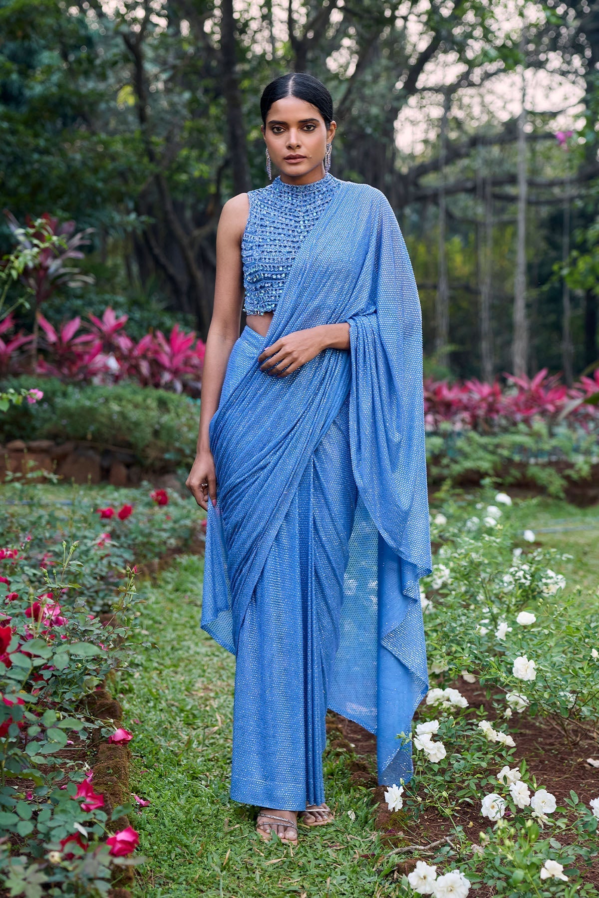 Neel Tara Crystal Saree Set