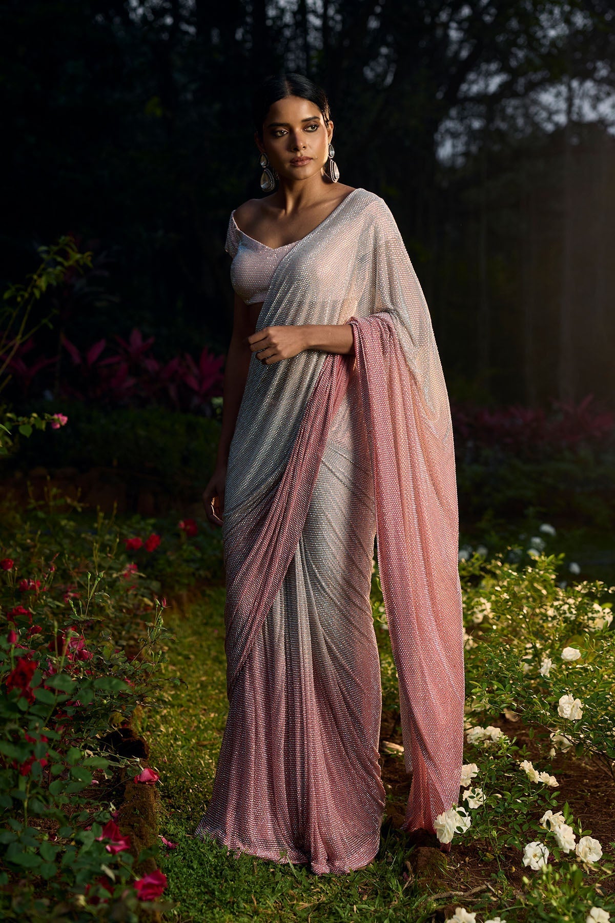 Gulrangi Crystal Saree Set