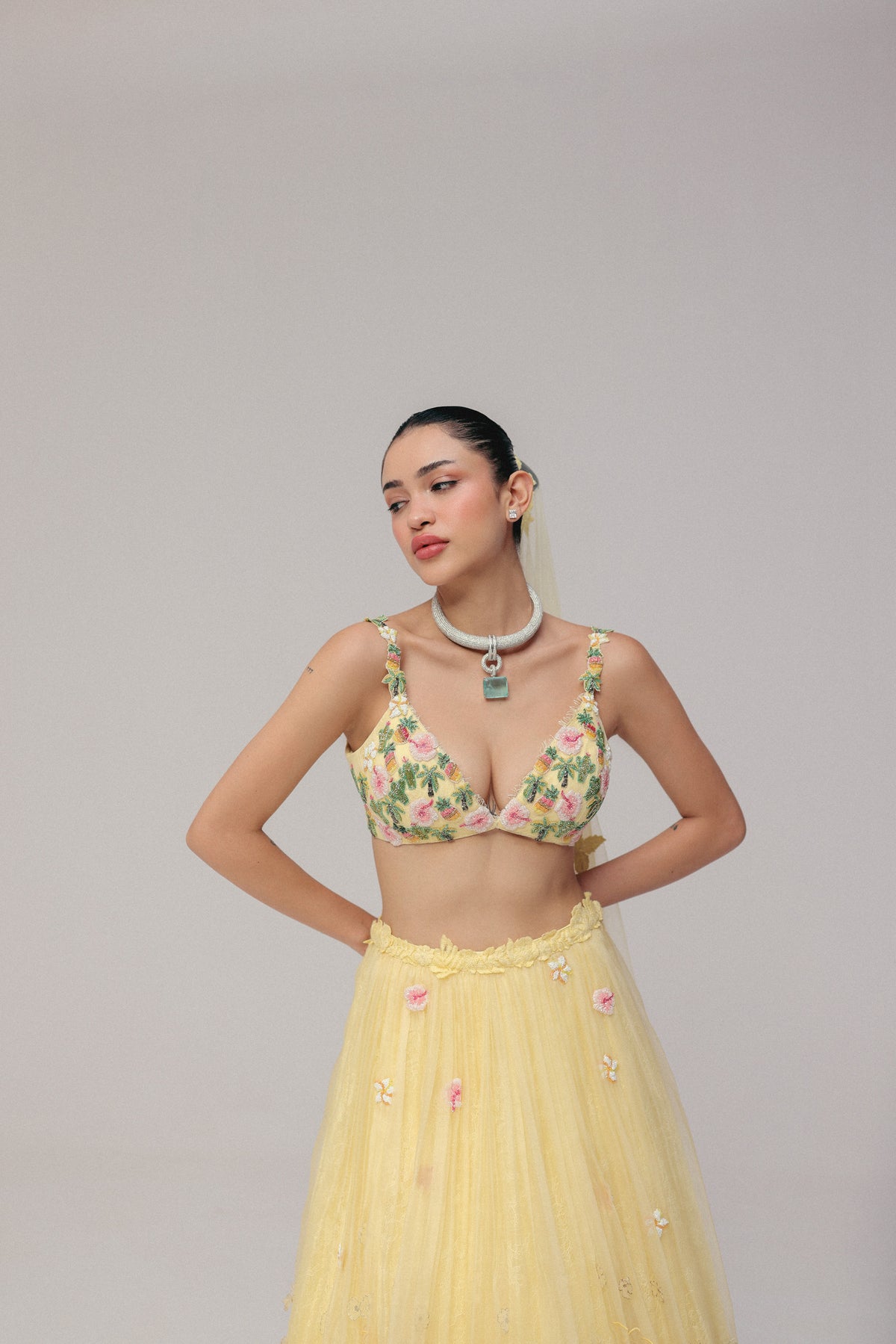 A YELLOW HALDI LEHENGA