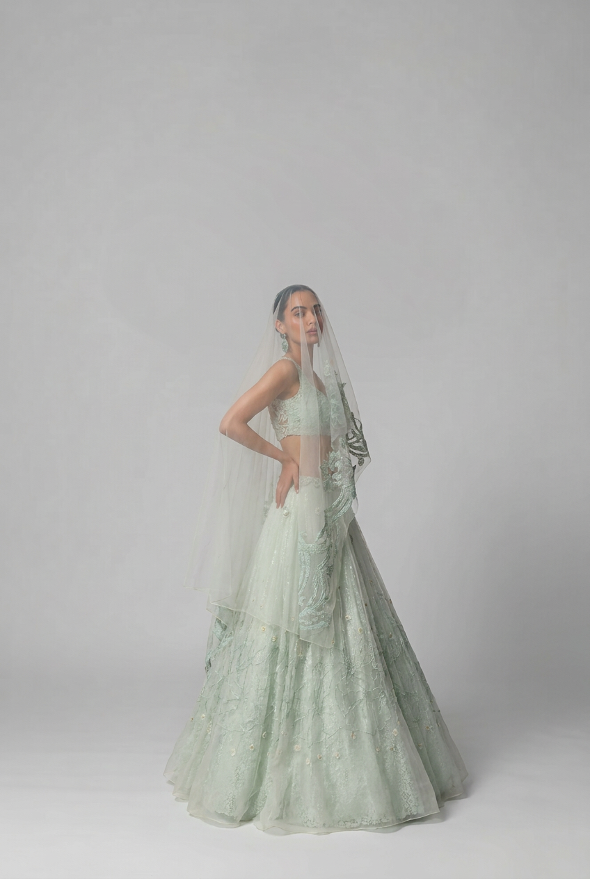 A CORNFLOWER BLUE LEHENGA