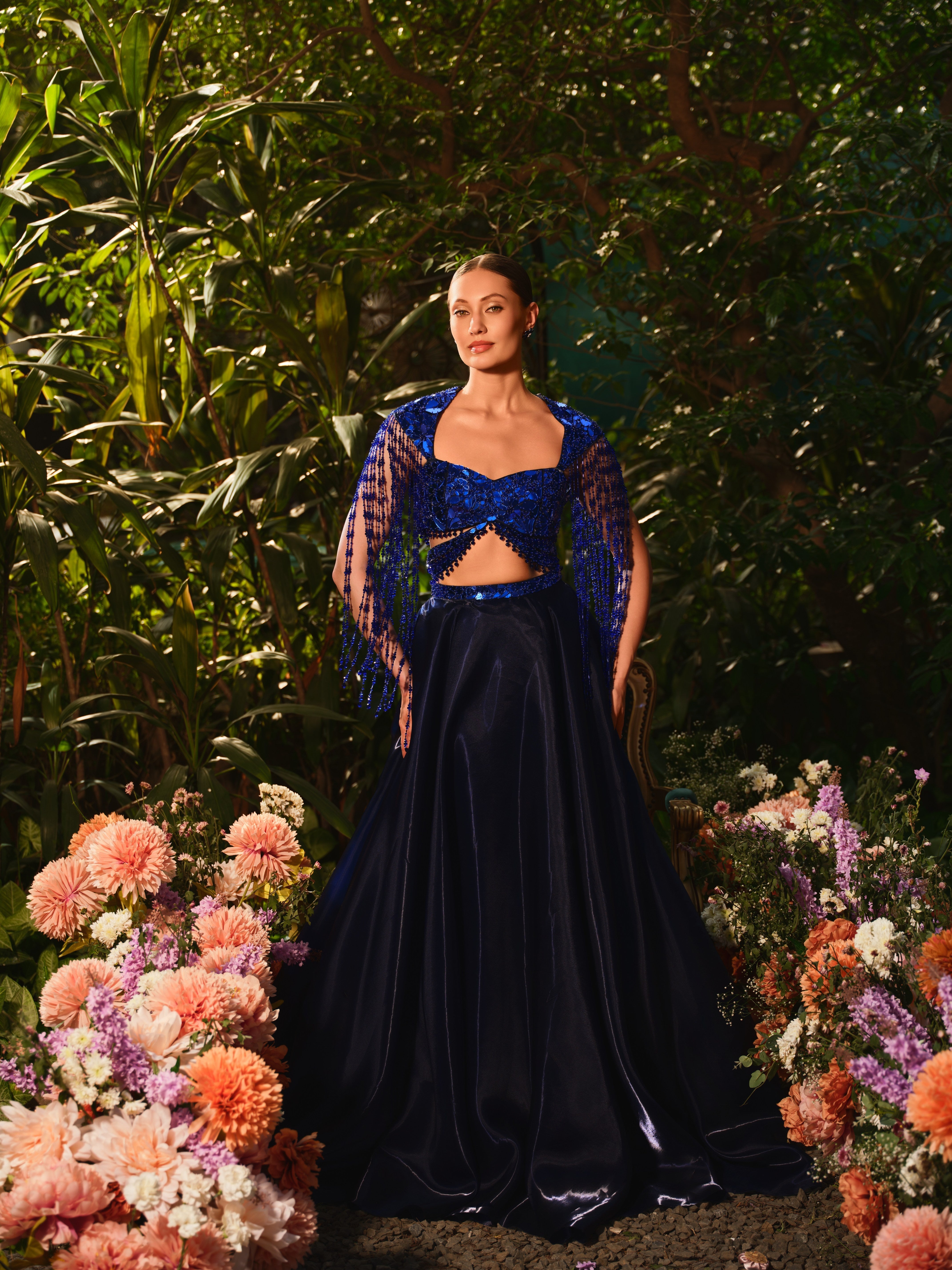 Maid for this midnight blue lehenga set