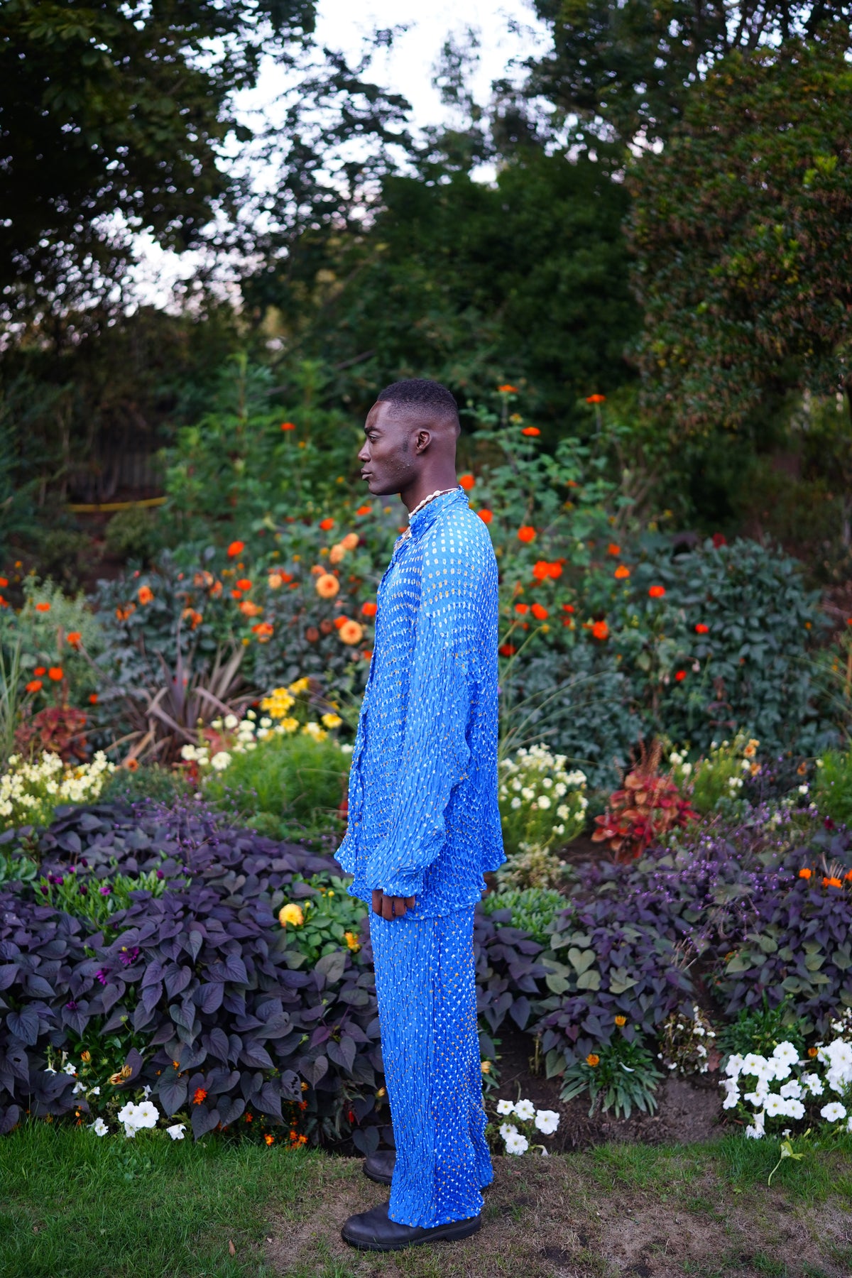 Metta Royal Blue Tailored Shirt & Wide-Leg Trouser Set by Pindiga